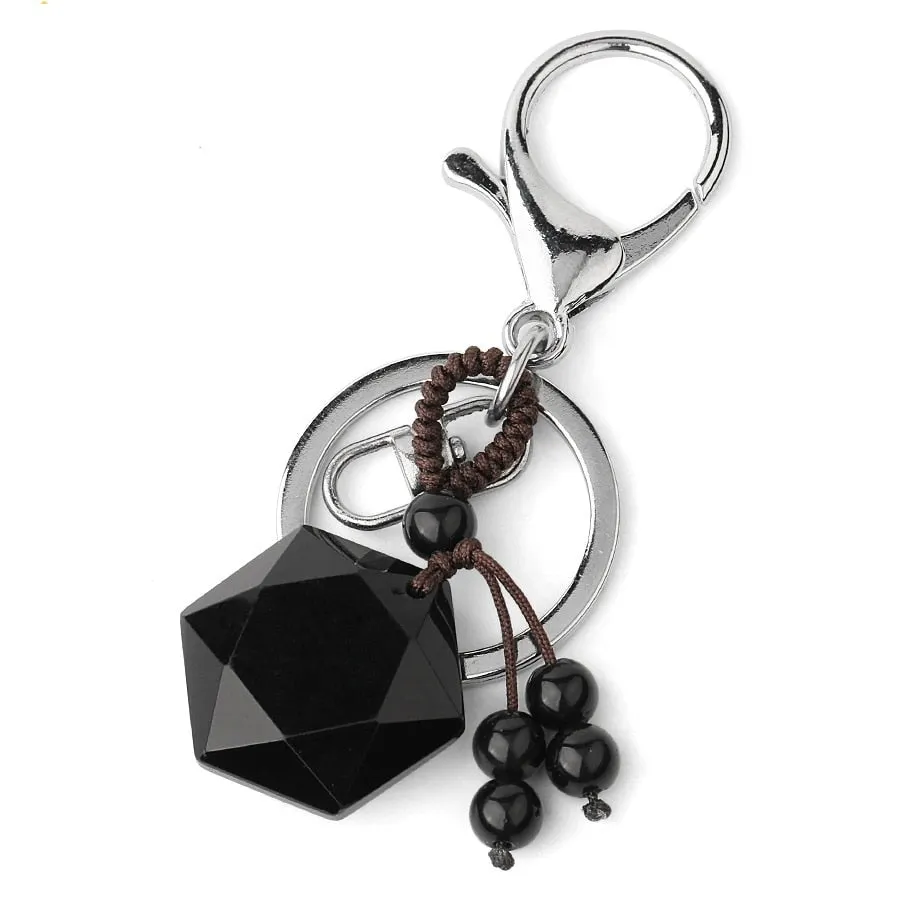 Hexagram Natural Stone Keychains