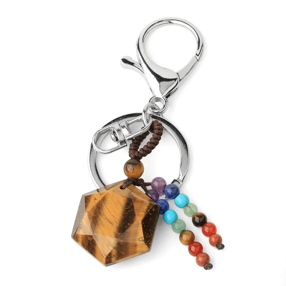 Hexagram Natural Stone Keychains