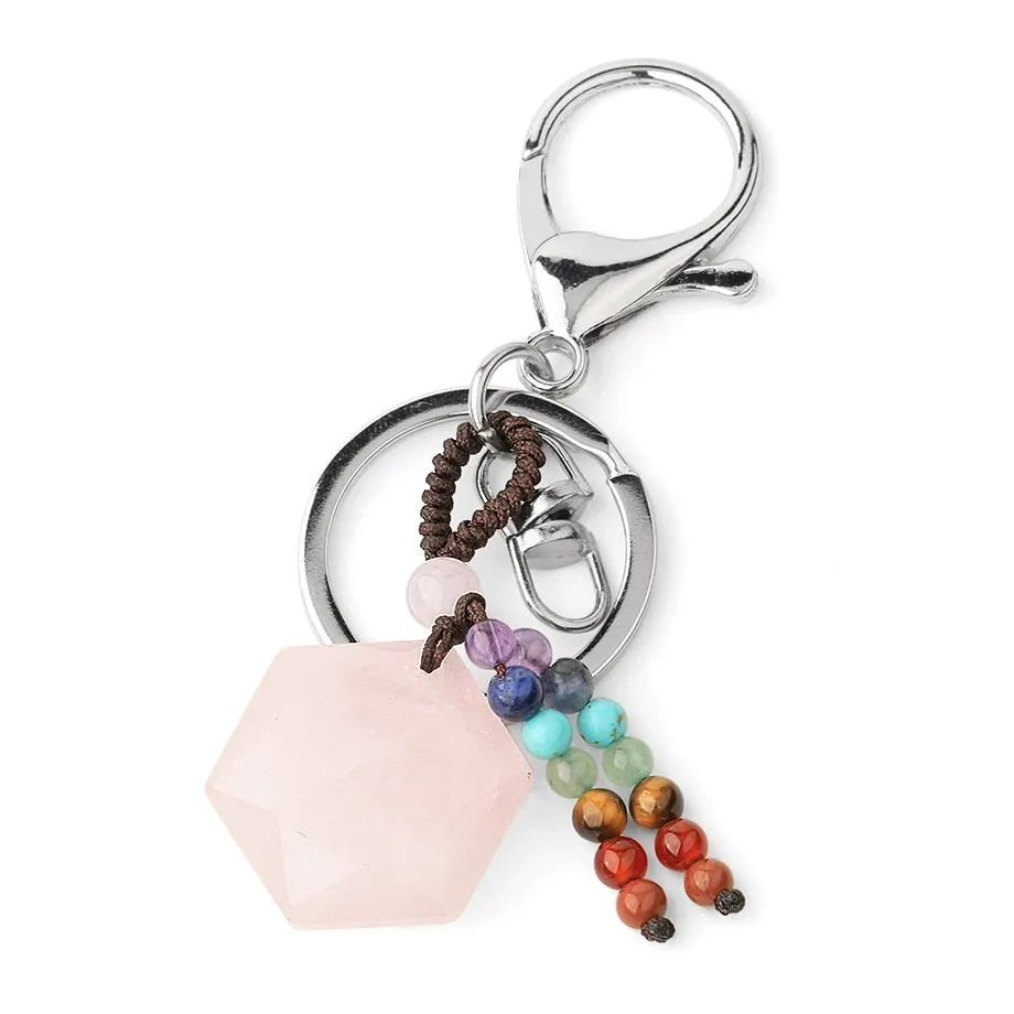 Hexagram Natural Stone Keychains