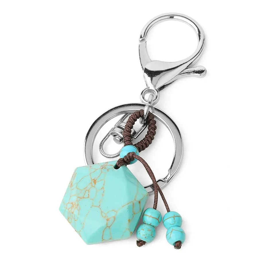 Hexagram Natural Stone Keychains