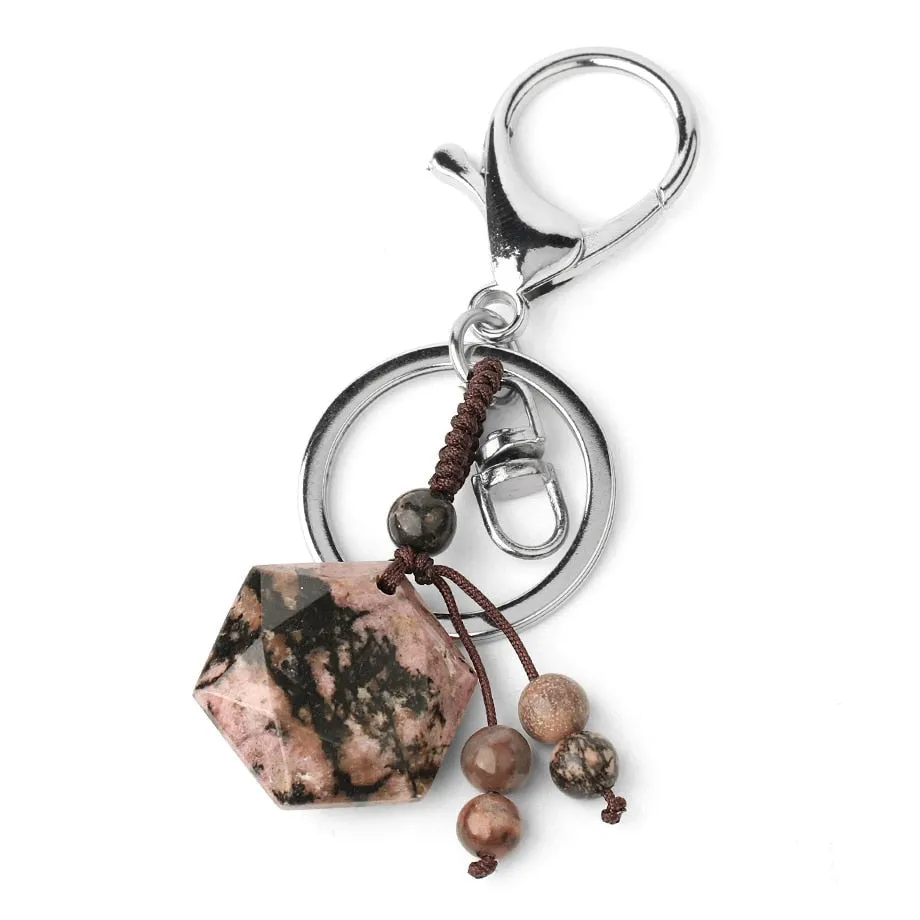 Hexagram Natural Stone Keychains