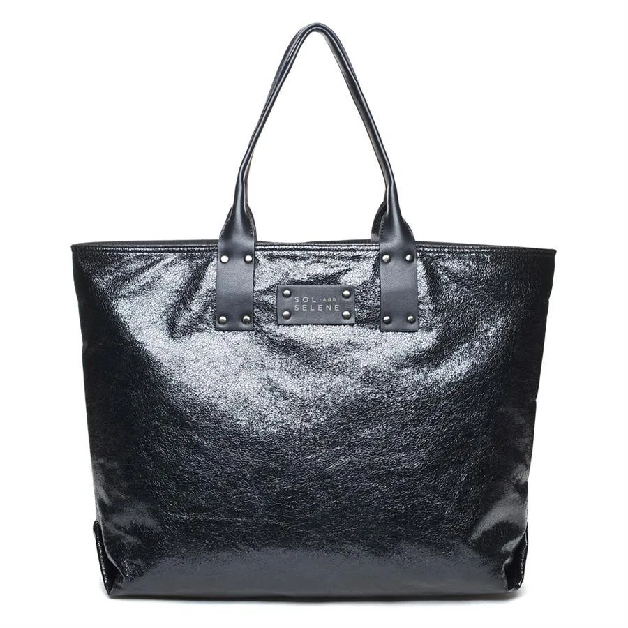 It Girl Reversible Tote - Black Metallic