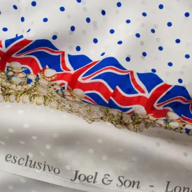 Ivory/Blue Union Jack Border Silk Jacquard