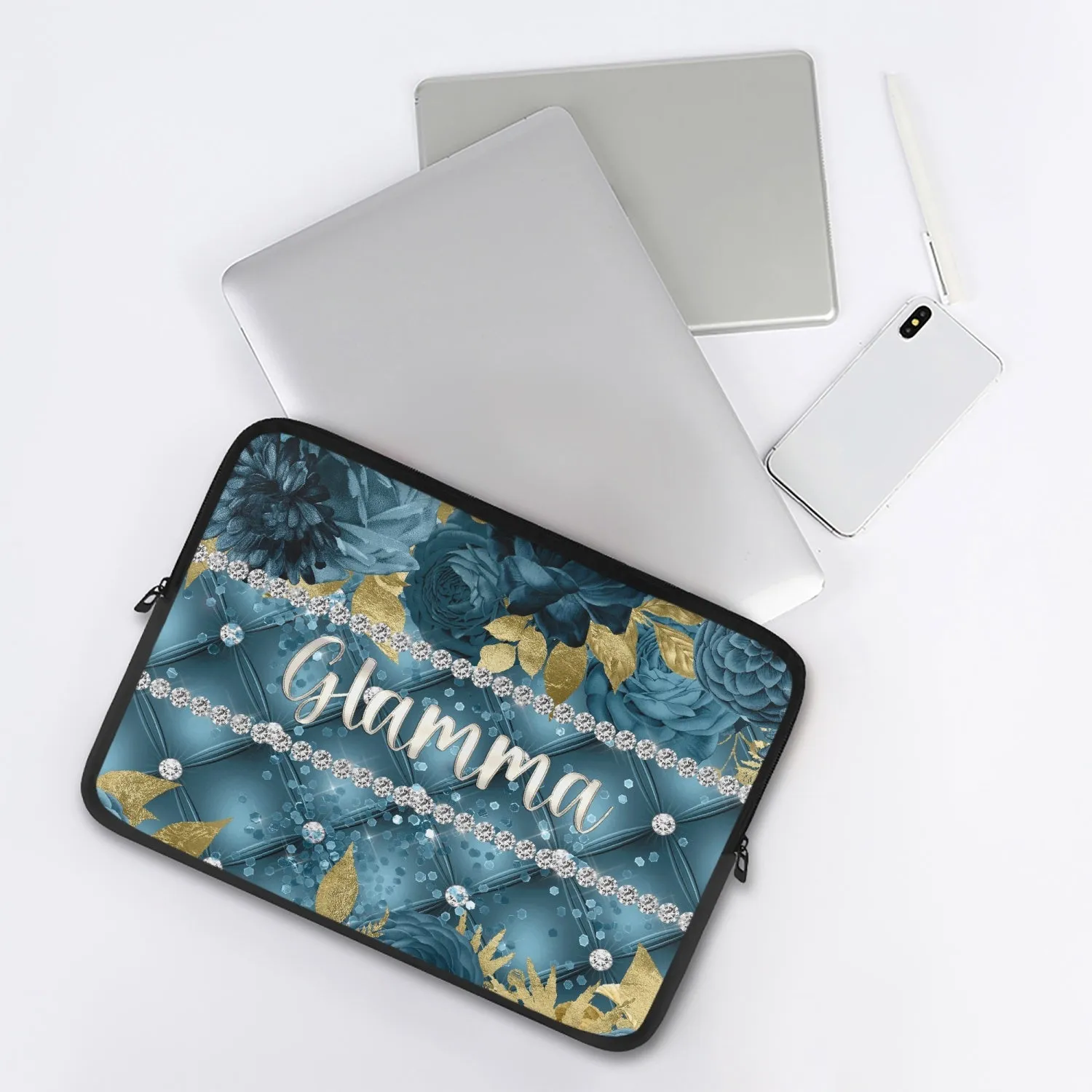 Laptop Sleeve - without handles - Teal Floral - Glamma