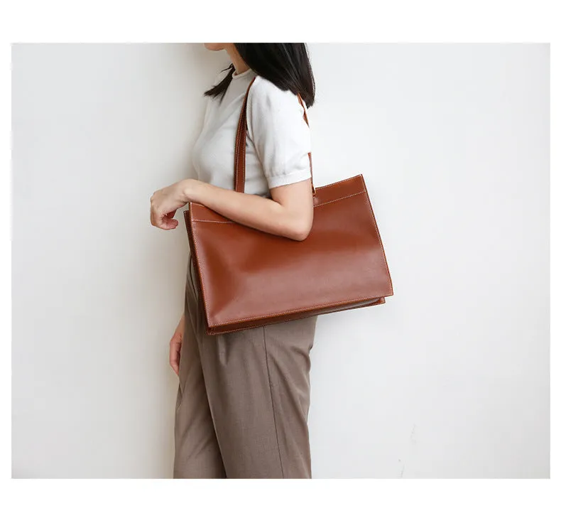 Large Leather Tote Bag Women's Shoulder Bag Briefcase