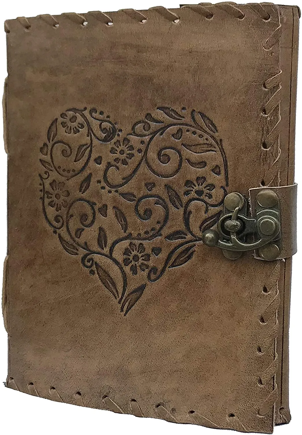 Leather Heart Embossed Antique Journal