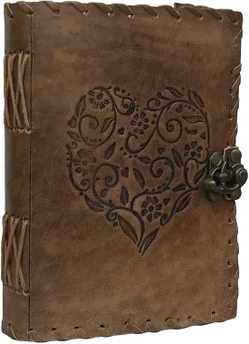 Leather Heart Embossed Antique Journal