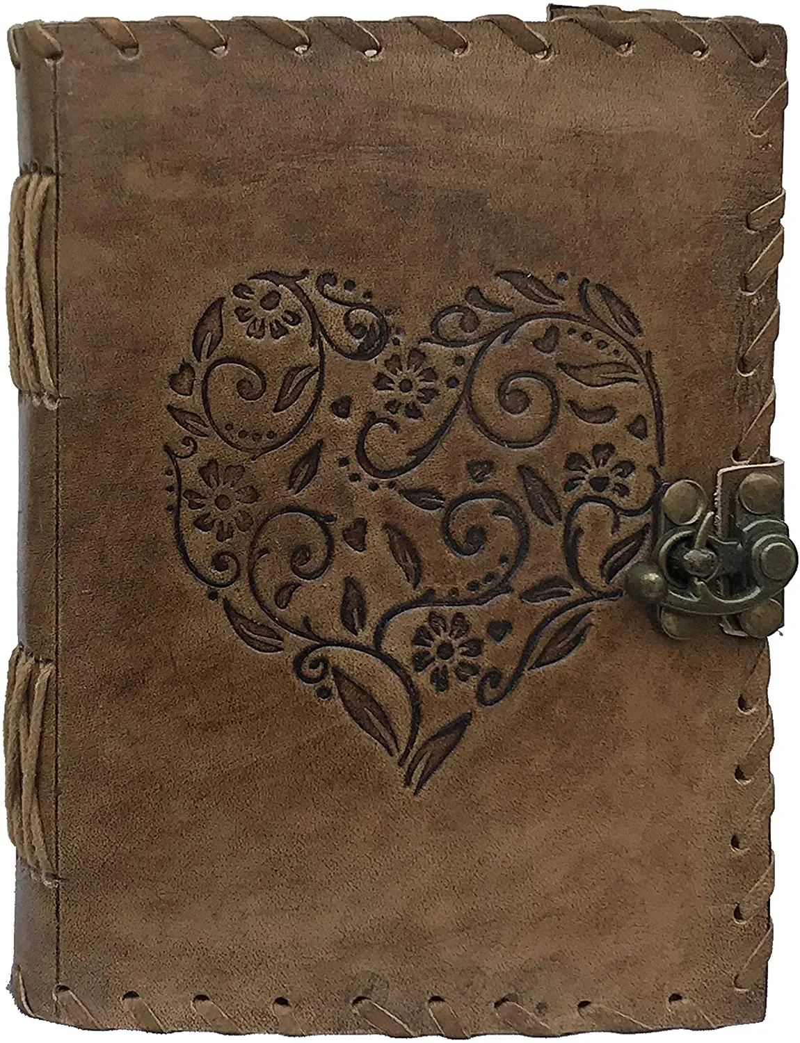 Leather Heart Embossed Antique Journal