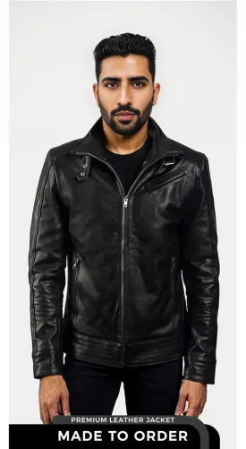 Legender Black | Men's Black Leather Biker Jacket