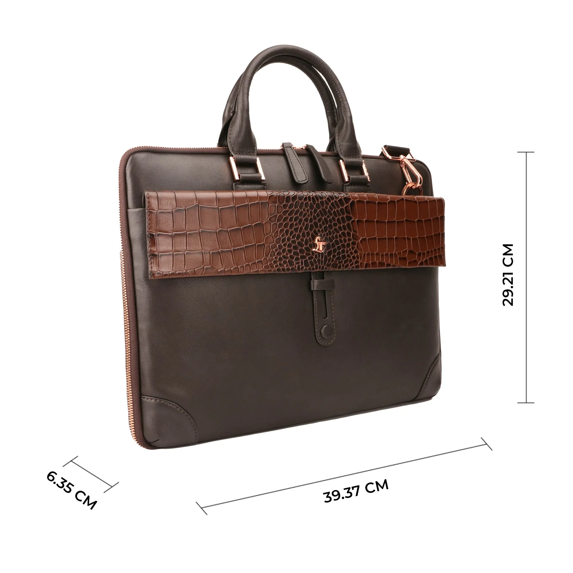 Loop II | Pure Leather Laptop Bag for Men | Brown & Black