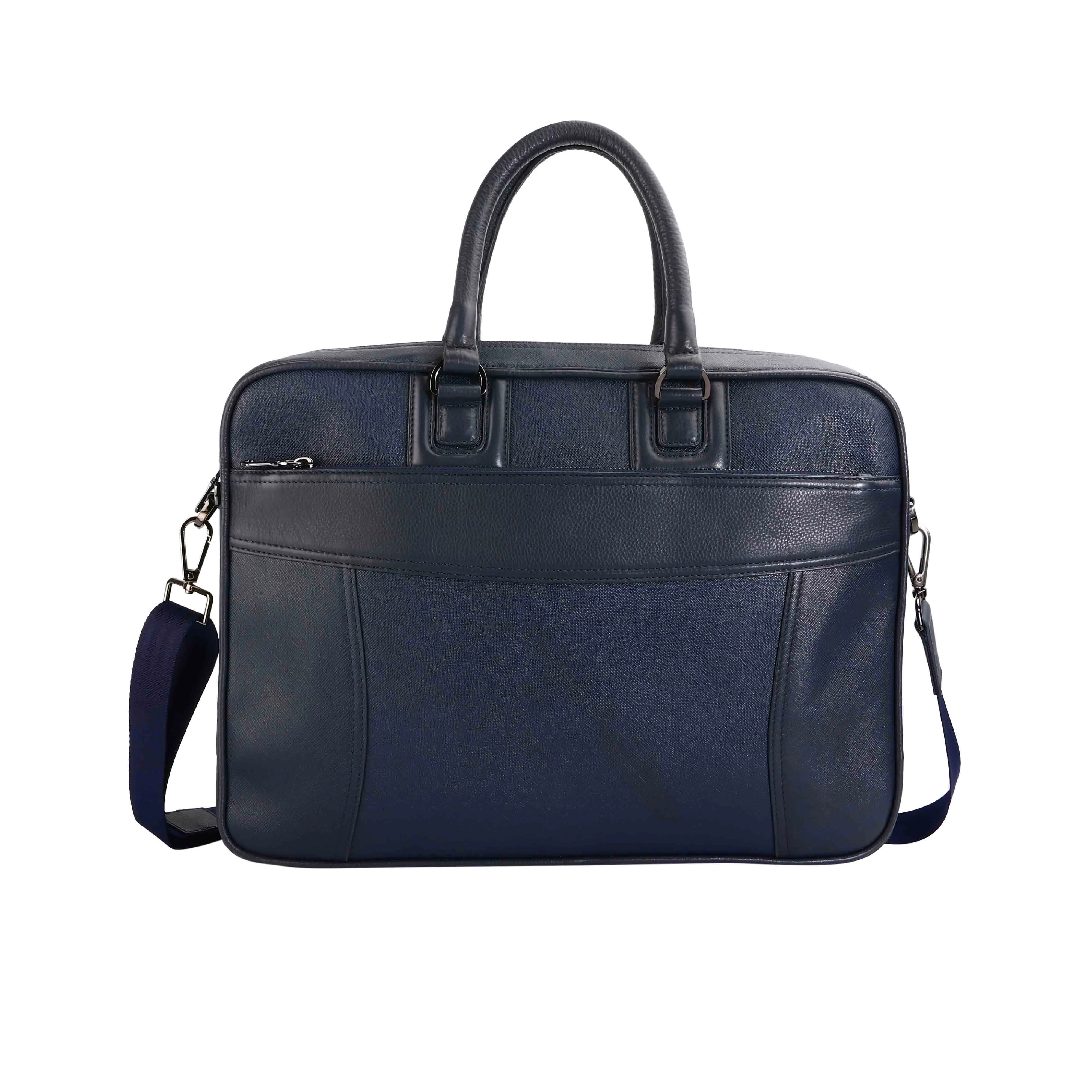 Luxury Corporate Diwali Gift |  Smith Portfolio Laptop Bag | Luxury Genuine Leather Laptop Bag for Men - Blue