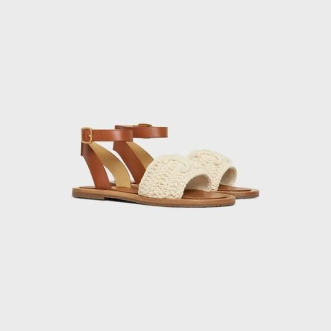 LYMPIA SANDAL in MACCRAMÉ COTTON & CALFSKIN