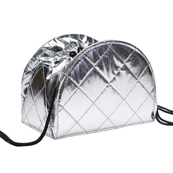 Magic Metallic Drawstring shrink Cosmetic Travel beauty makeup organization Bag - Expands 43cm wide