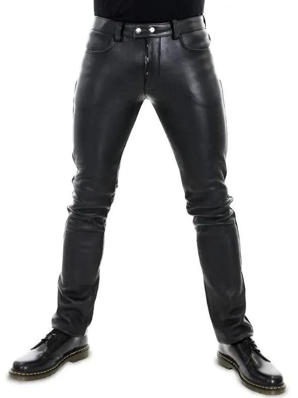 Men's Classic Leather Jeans Pant