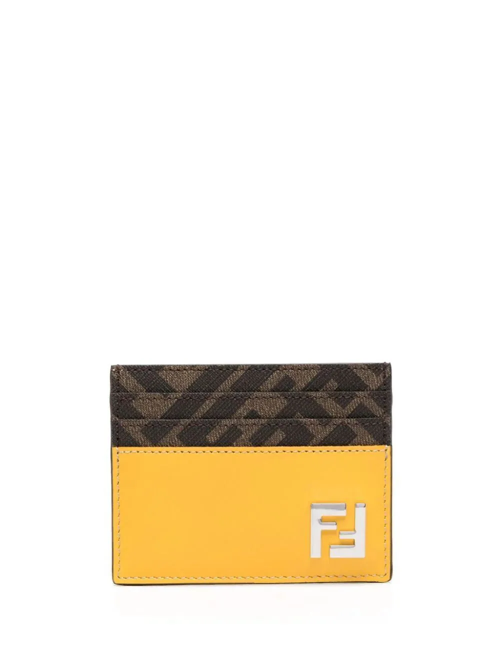 Men's Leather And Canvas Cardholder in Brown | Size UNICA | 7M0164AFF2