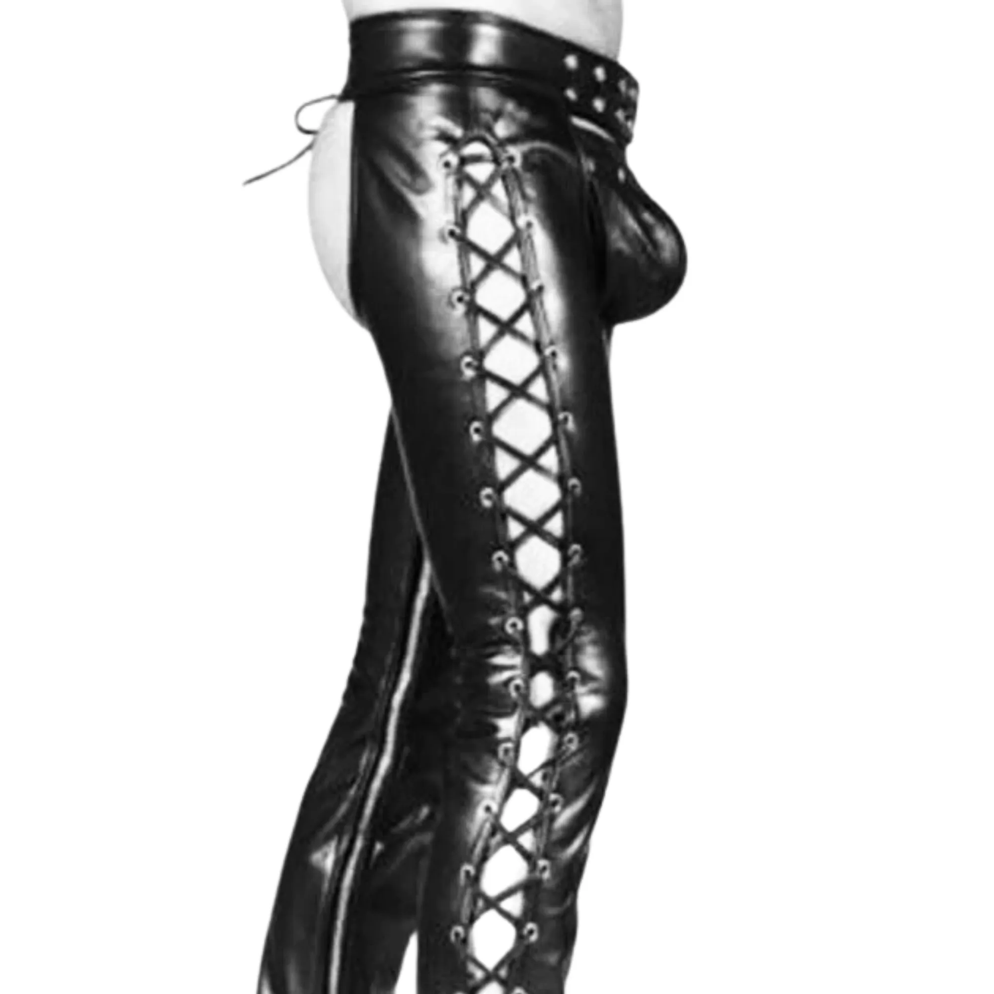 Mens Leather Chaps with Lace Up Style