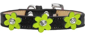 Metallic Flower Ice Cream Collar Black With Metallic Lime Green Flowers Size 12