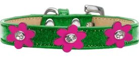 Metallic Flower Ice Cream Collar Emerald Green With Metallic Pink Flowers Size 16