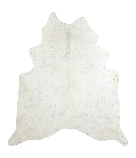 Metallic Gold White XX-Large Brazilian Cowhide Rug 7'7"H x 6'9"W #A20184 by Hudson Hides