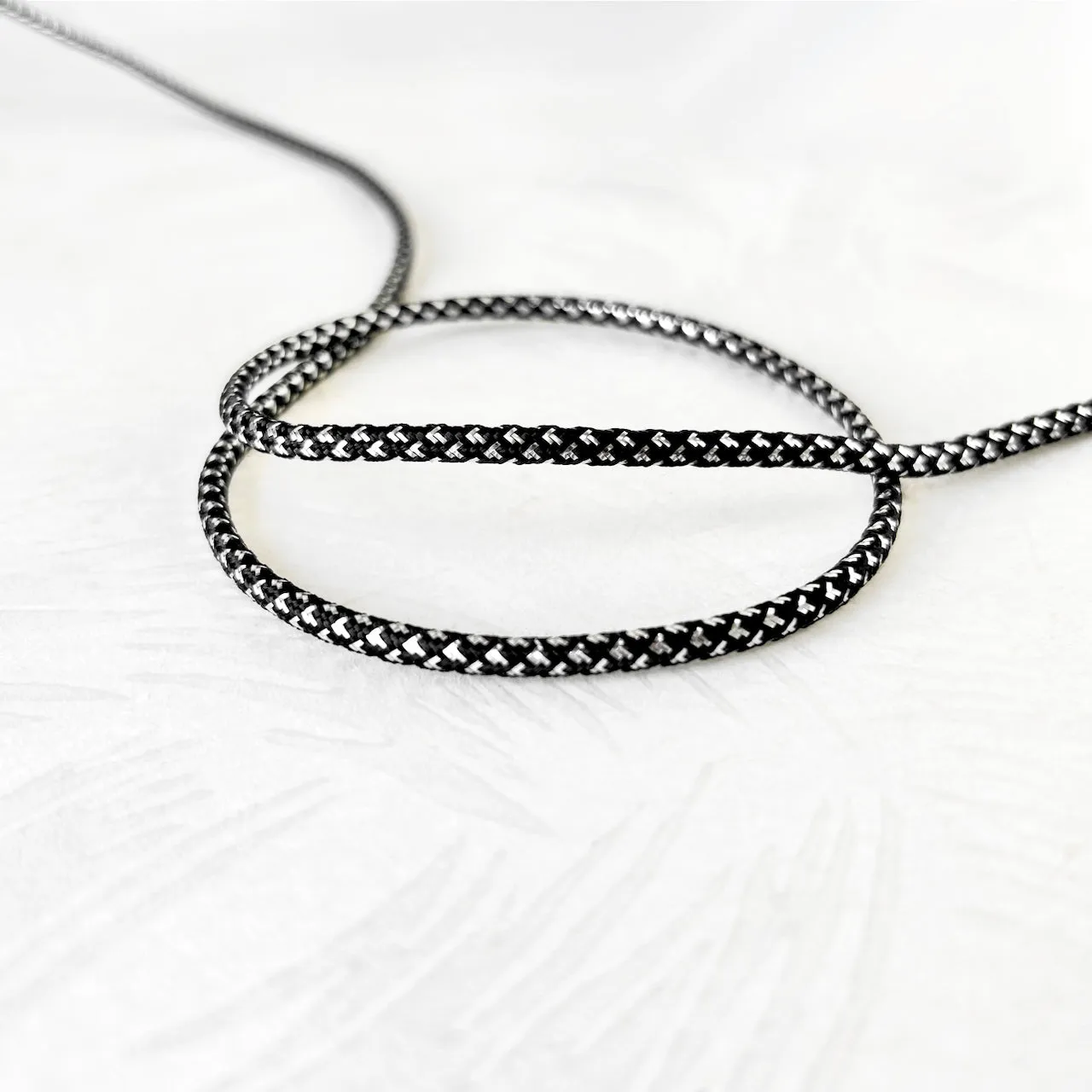 Metallic Silver & Black Braided Cord