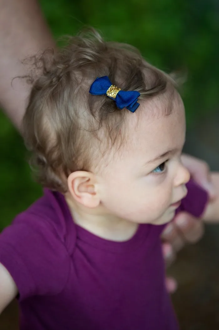 Mini Baby Glitter Center Grosgrain Bow