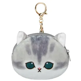 Mofusand Light Grey Cat Coin Purse Keychain