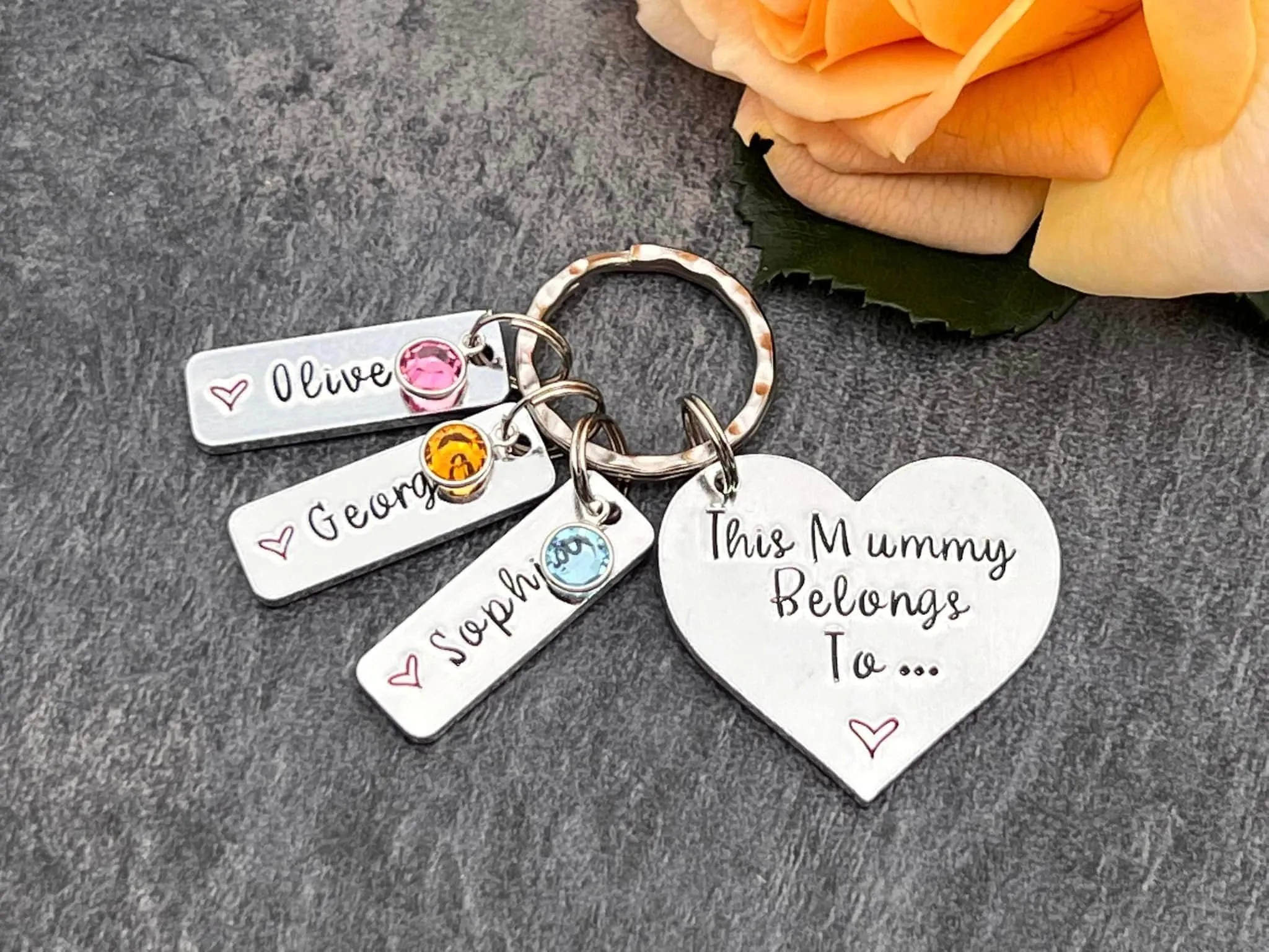 Mummy Keyring with Swarovski Birthstones, Personalised Gift for Mum, Stepmum, This Mummy Belongs To, Mother's Day Gift