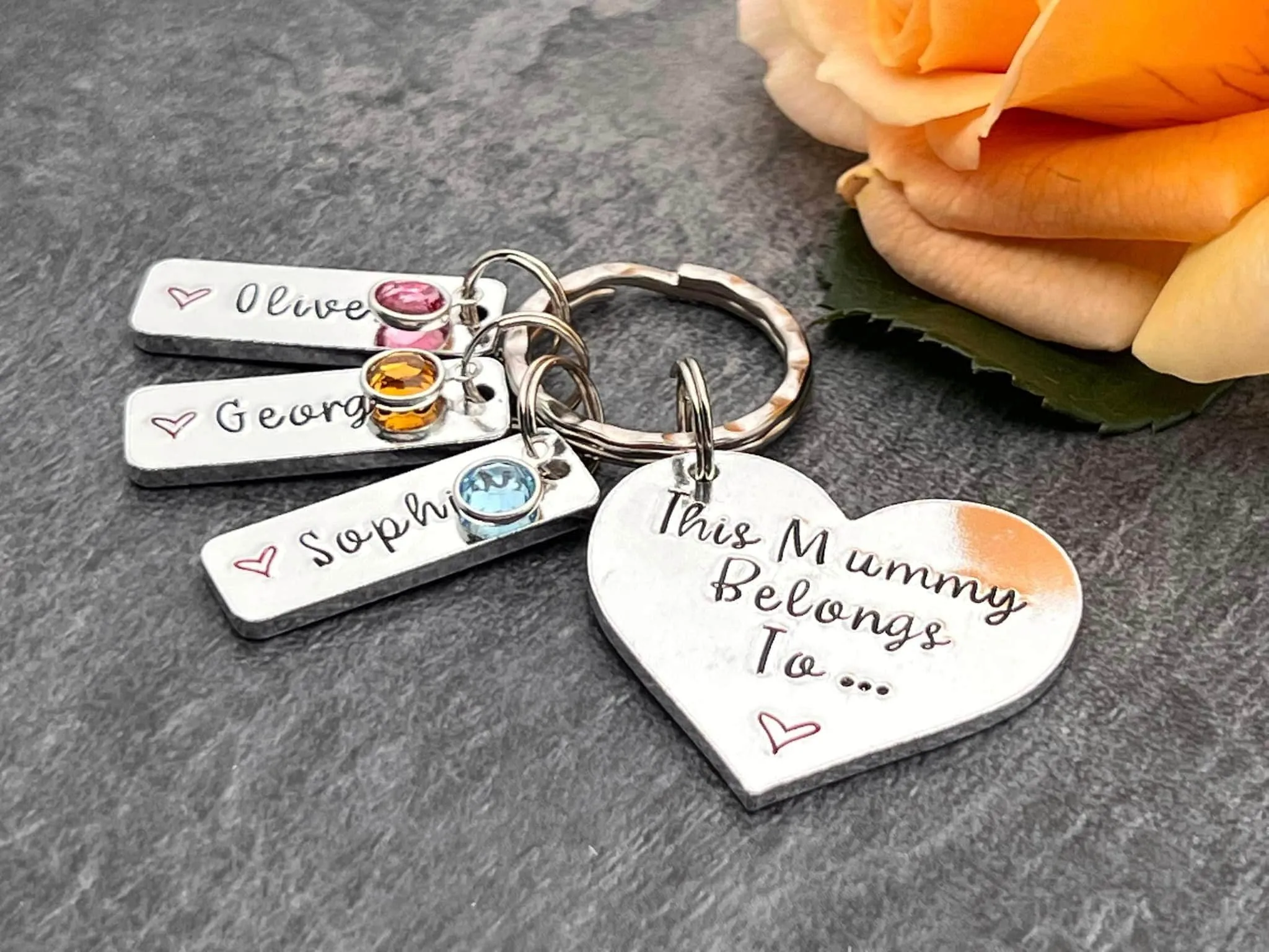 Mummy Keyring with Swarovski Birthstones, Personalised Gift for Mum, Stepmum, This Mummy Belongs To, Mother's Day Gift