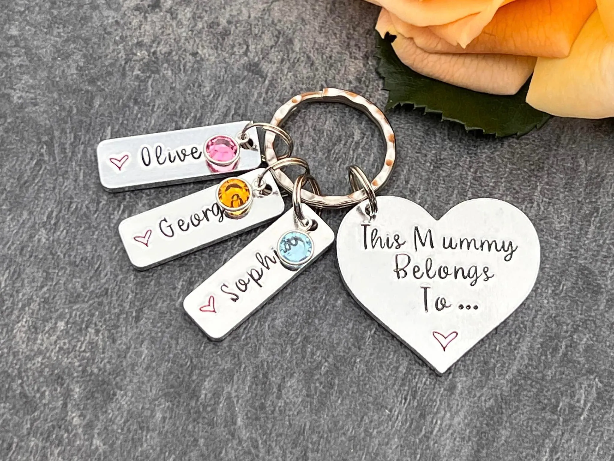 Mummy Keyring with Swarovski Birthstones, Personalised Gift for Mum, Stepmum, This Mummy Belongs To, Mother's Day Gift