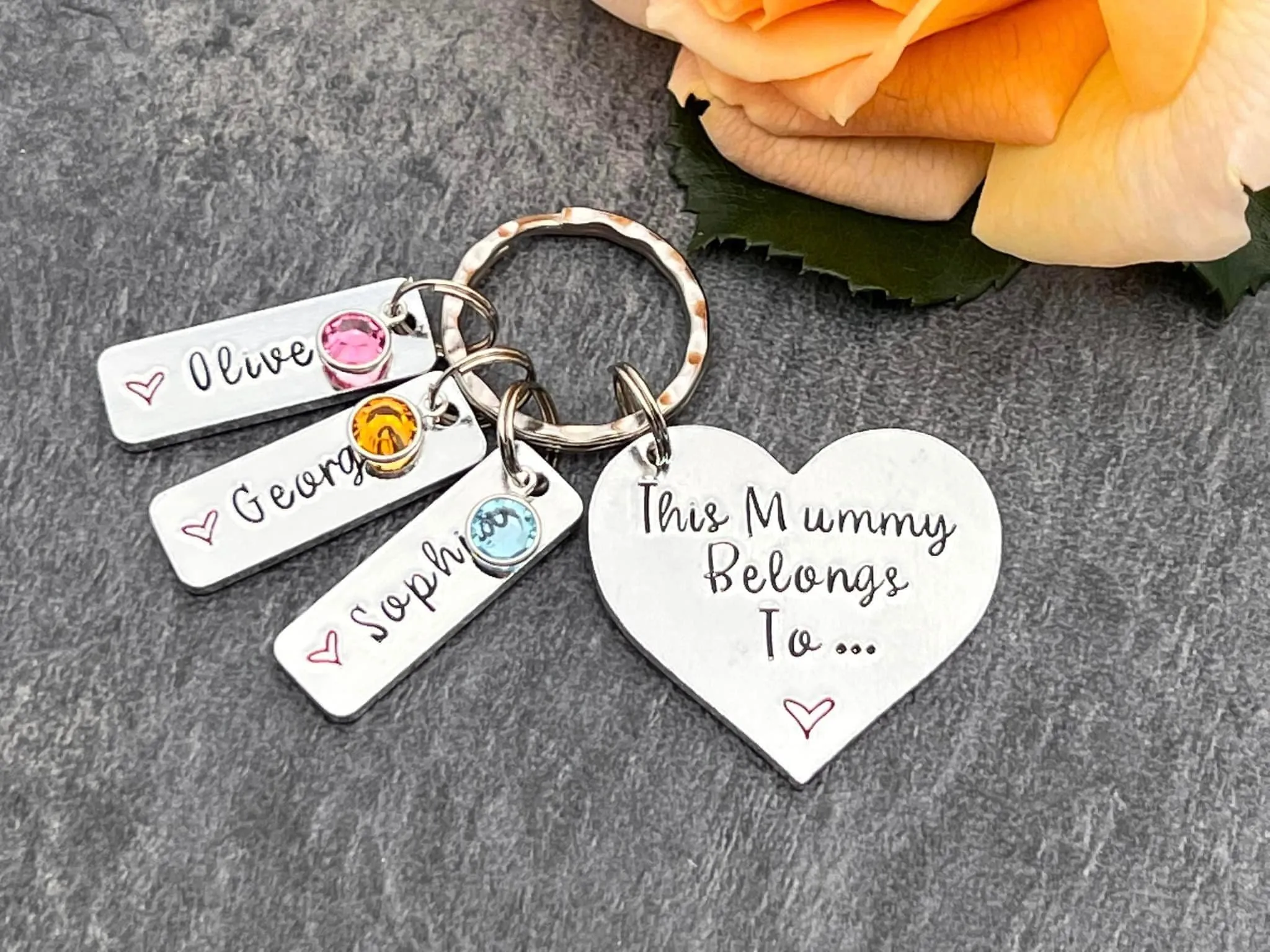 Mummy Keyring with Swarovski Birthstones, Personalised Gift for Mum, Stepmum, This Mummy Belongs To, Mother's Day Gift