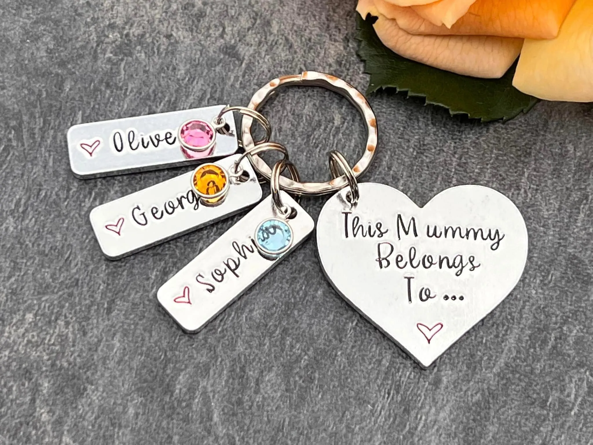 Mummy Keyring with Swarovski Birthstones, Personalised Gift for Mum, Stepmum, This Mummy Belongs To, Mother's Day Gift