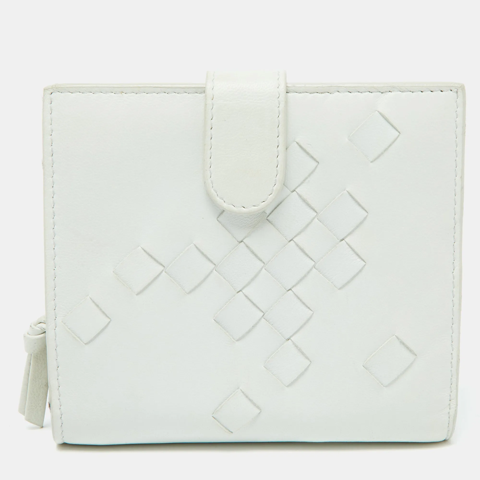 Off White Intrecciato Leather Compact Wallet