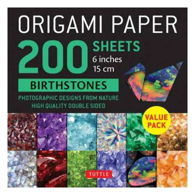 Origami Paper 200 sheets Birthstones 6" (15 cm): Photographic Designs from Nature: High-Quality Double Sided Origami Sheets Printed with 12 Different Designs (Instructions for 6 Projects Included) - Tuttle Publishing