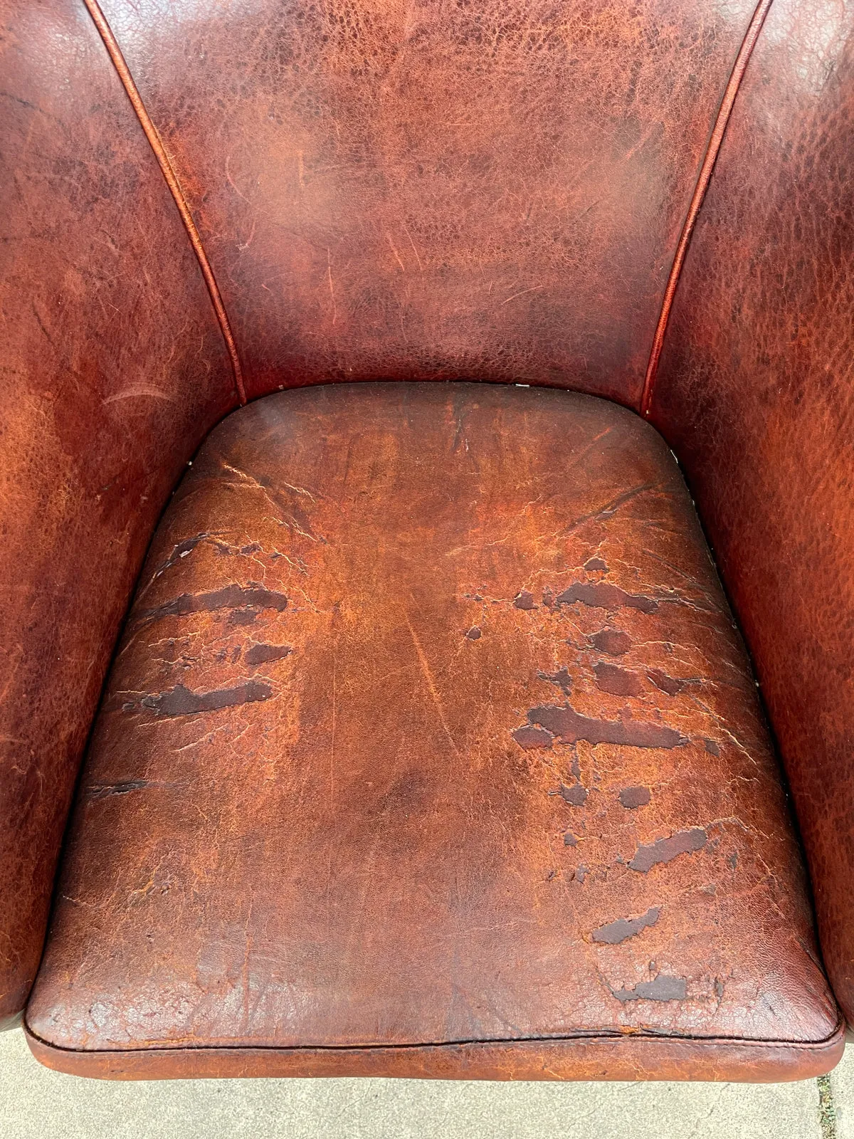 Pair Vintage European Leather Tub Chairs