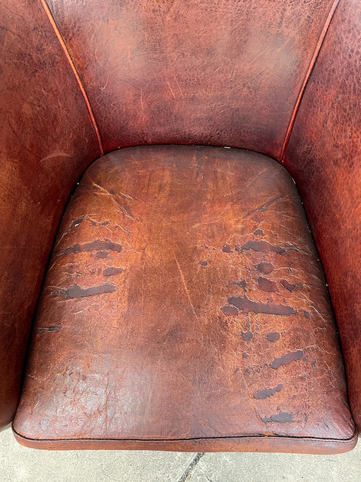 Pair Vintage European Leather Tub Chairs