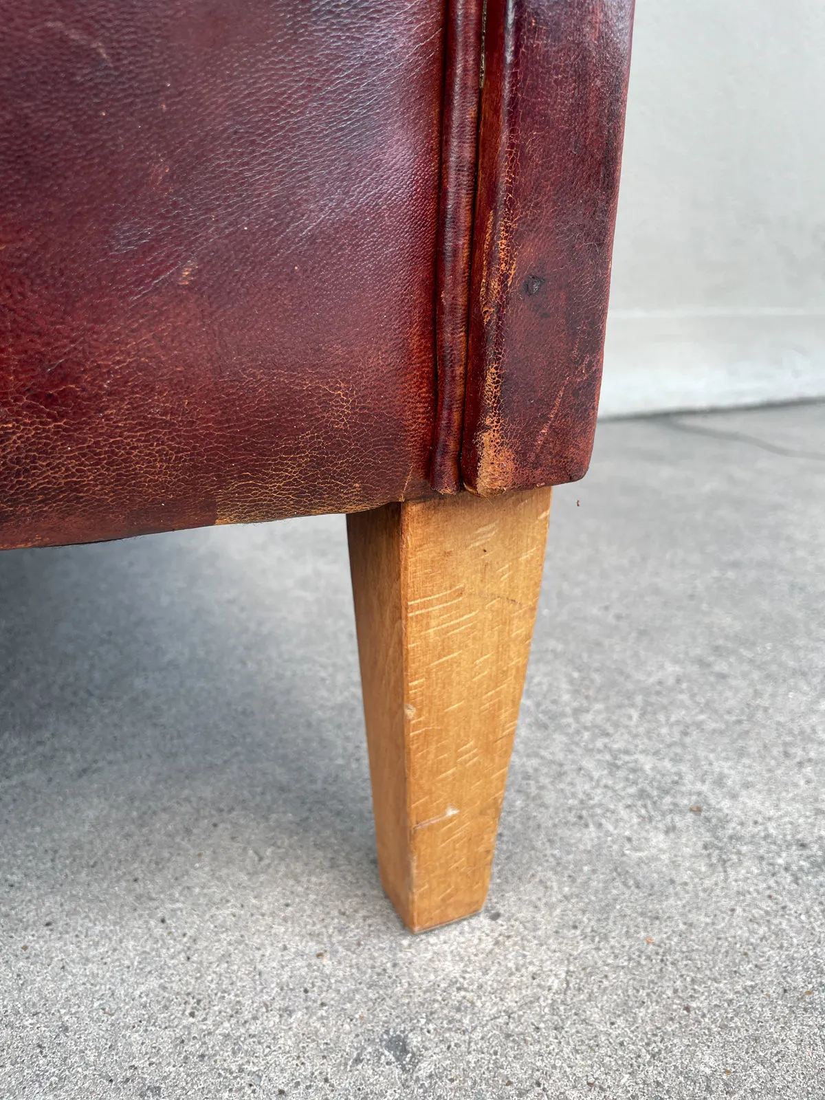 Pair Vintage European Leather Tub Chairs