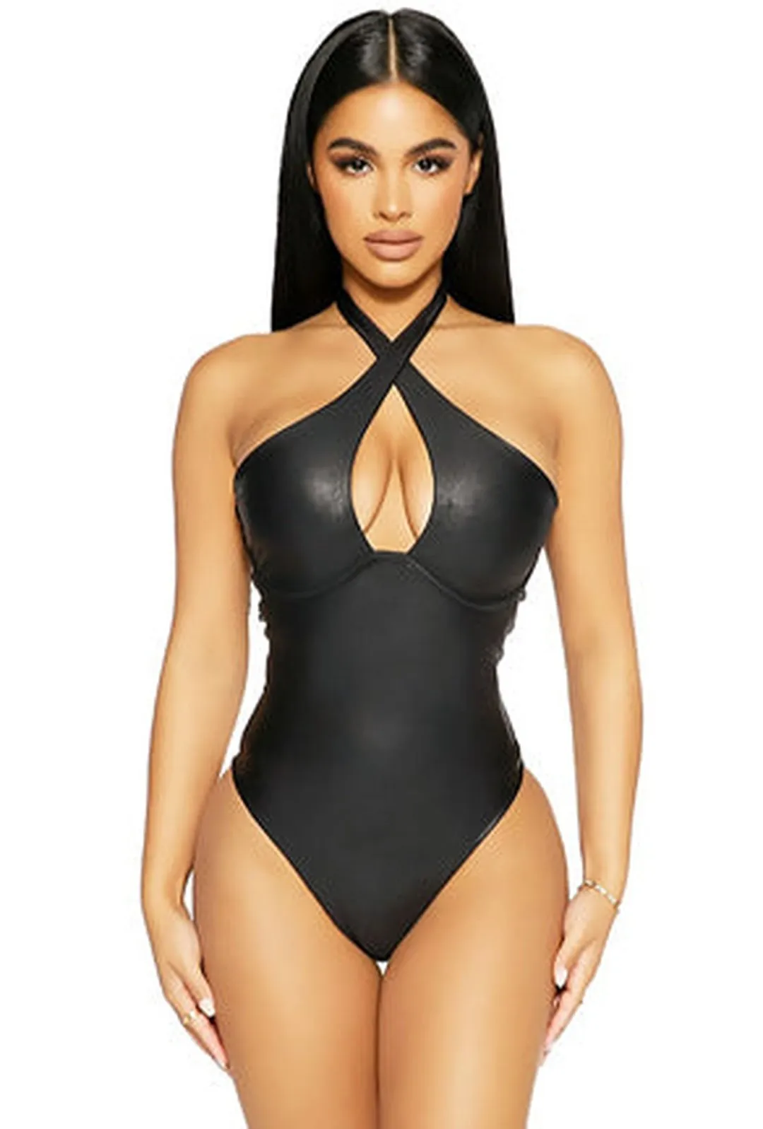 PAULA - LEATHERETTE BODYSUIT