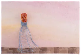 Personalised Mini Wireart Girl: Light Blue Dress, Sunset