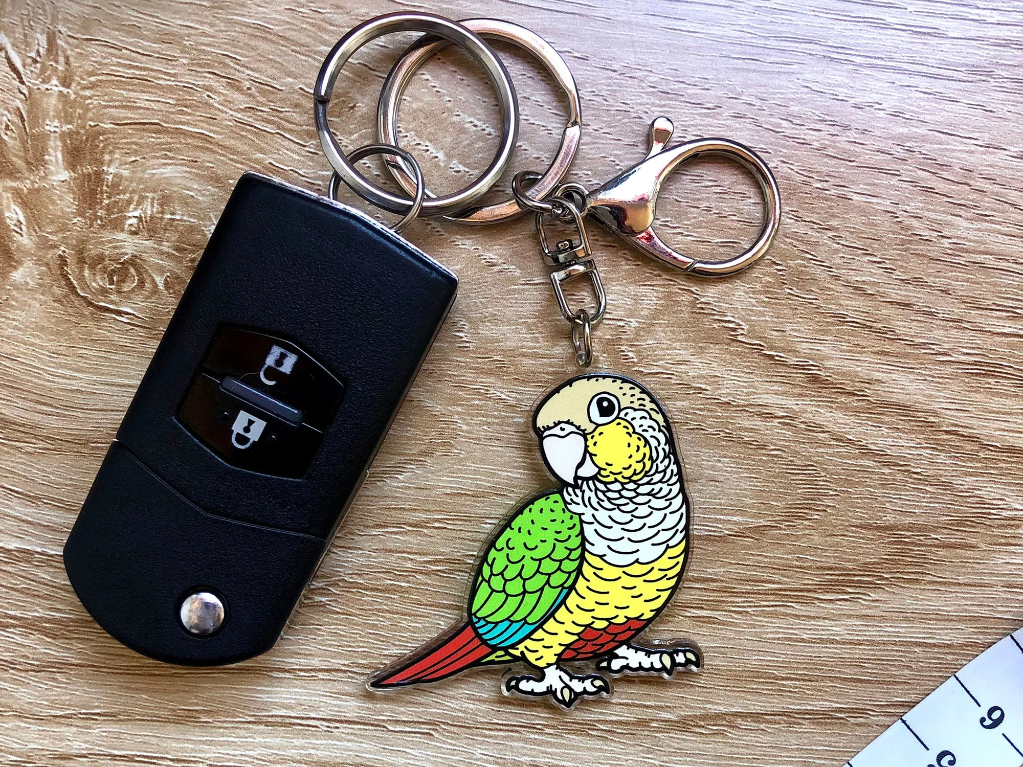 Pineapple Green-cheeked Conure Keychain