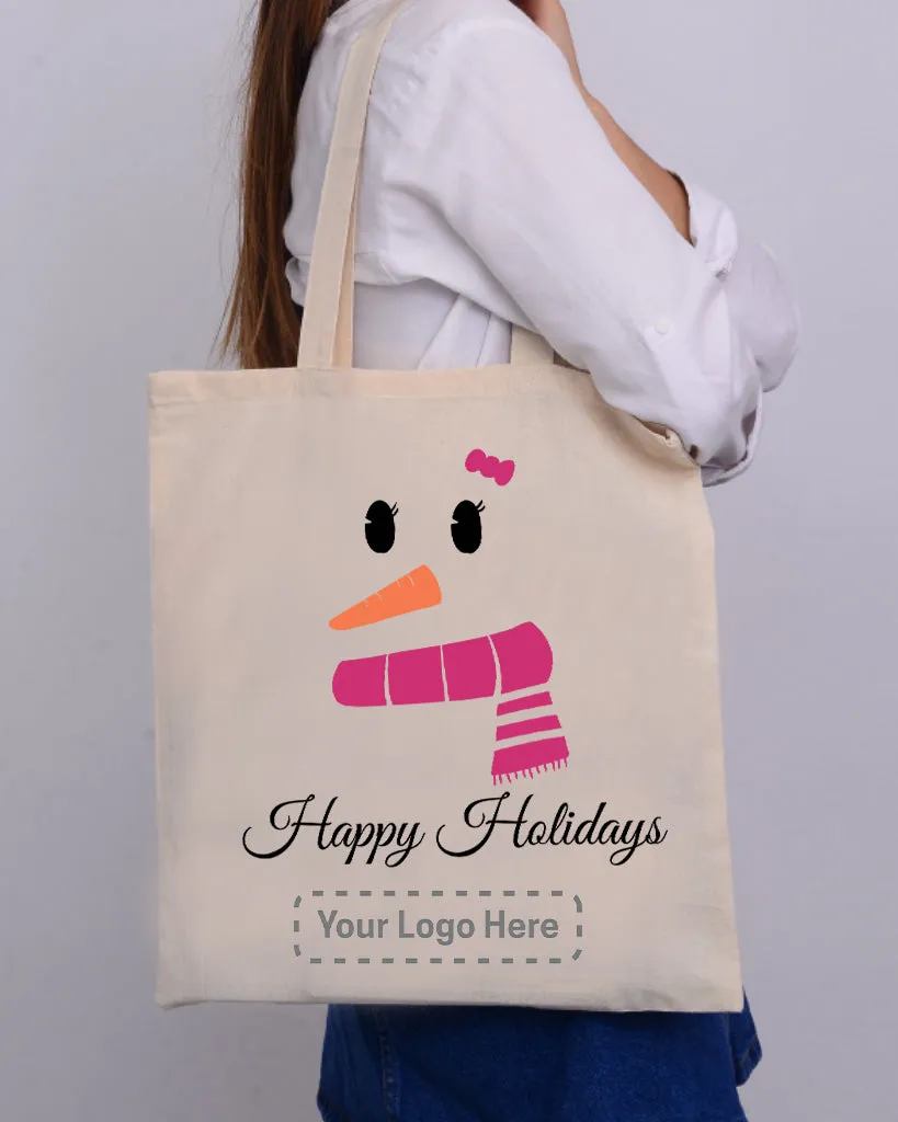 Pink Snowman Merry Christmas Tote Bag - Christmas Bags