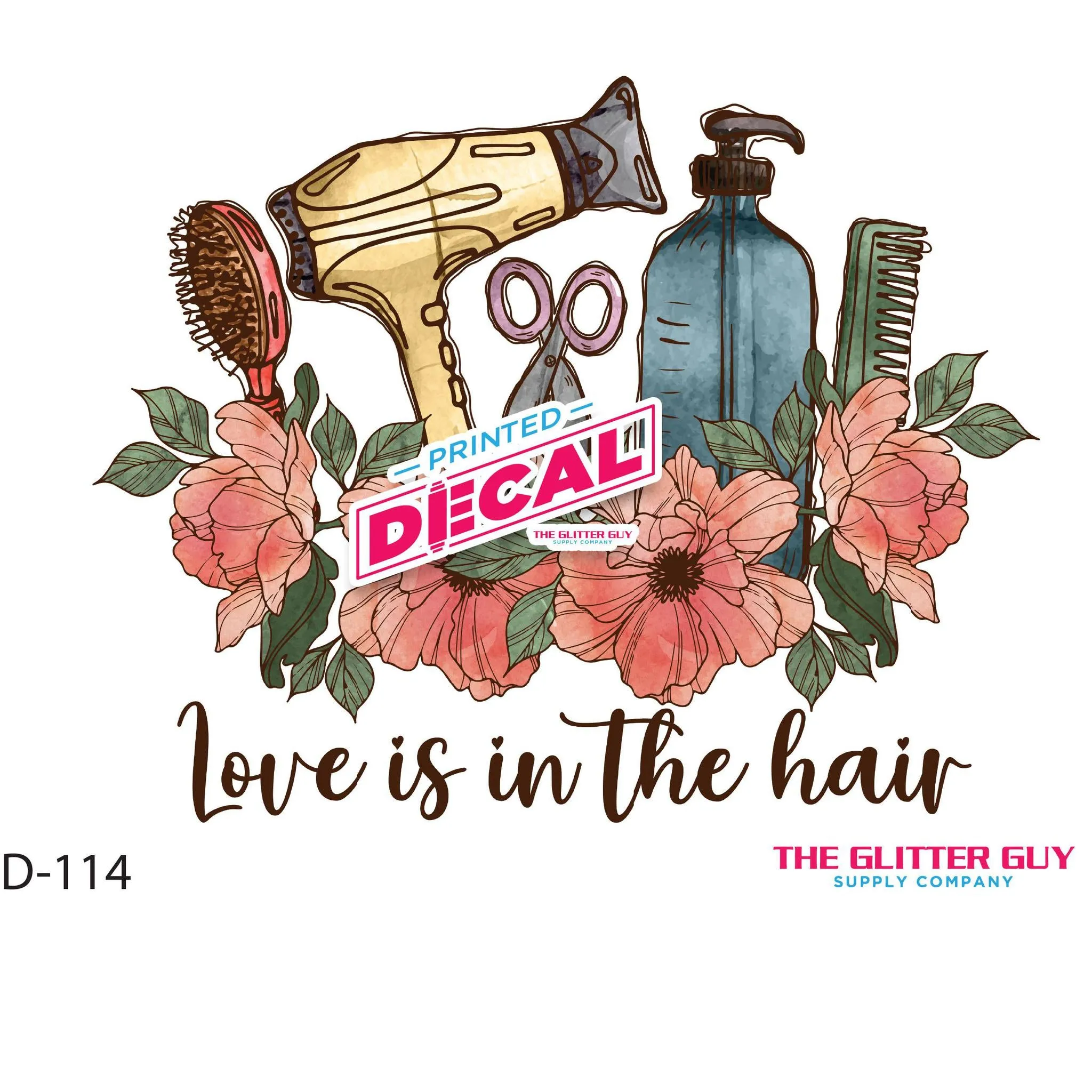 Printed Decal - Love Is In The Hair