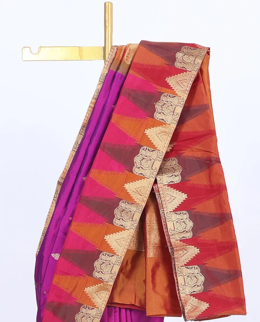 Purple Bangalore silk saree with buttas, contrast vidarbha border of unique designs & pallu of intricate designs