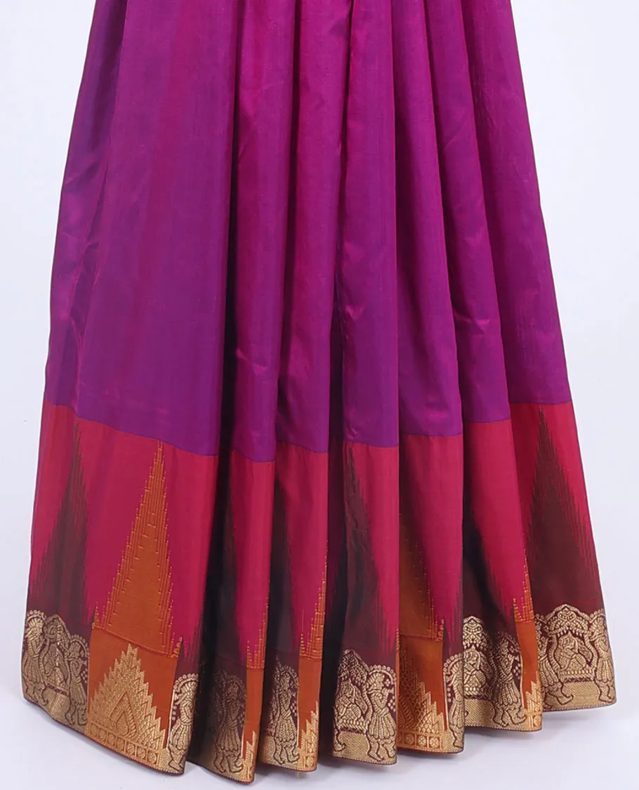 Purple Bangalore silk saree with buttas, contrast vidarbha border of unique designs & pallu of intricate designs