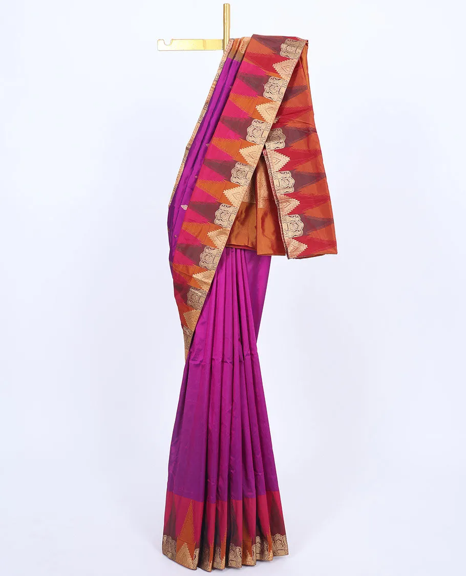 Purple Bangalore silk saree with buttas, contrast vidarbha border of unique designs & pallu of intricate designs