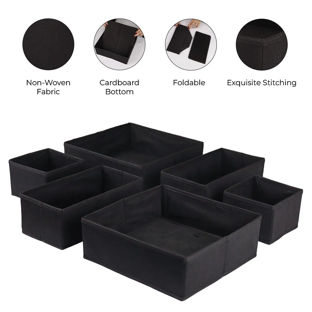 Qoolish Pack of 6 Black Drawer Organizers