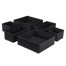 Qoolish Pack of 6 Black Drawer Organizers