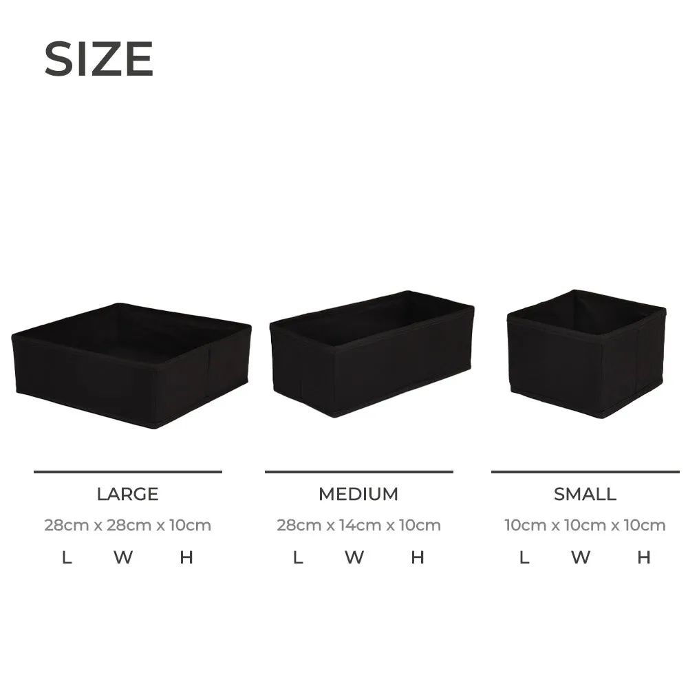 Qoolish Pack of 6 Black Drawer Organizers