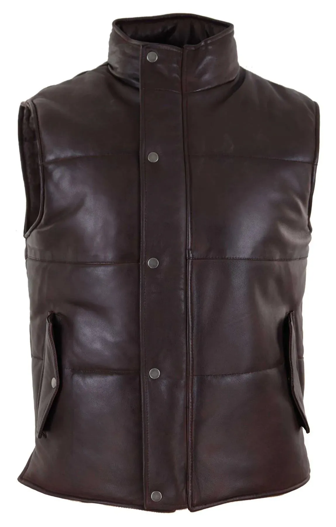 Real Leather Gilet Quilted Men's Puffer Waistcoat