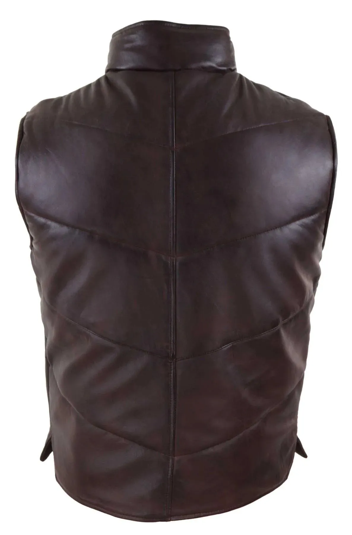 Real Leather Gilet Quilted Men's Puffer Waistcoat