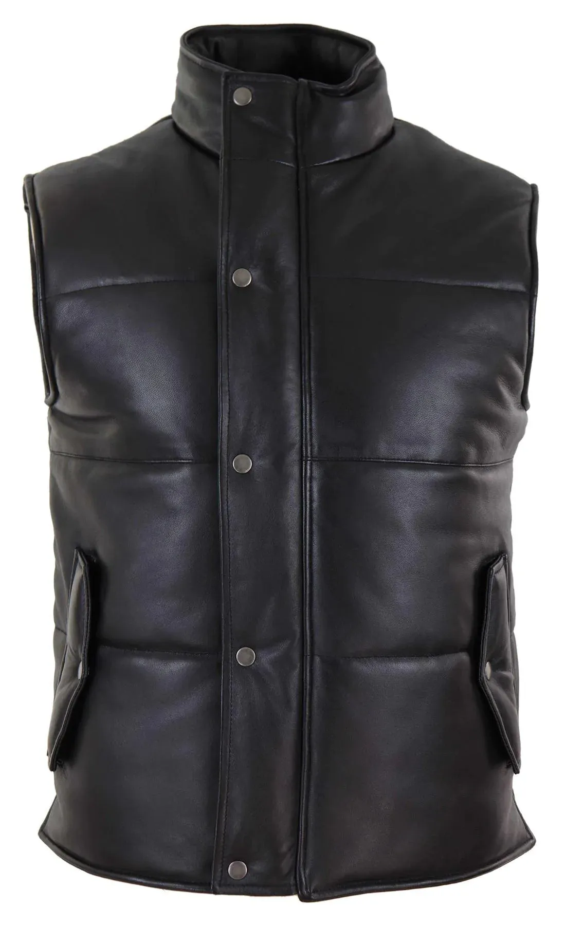 Real Leather Gilet Quilted Men's Puffer Waistcoat